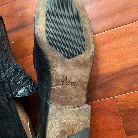 Brioni Euro size 10 USA 11 Black alligator loafers